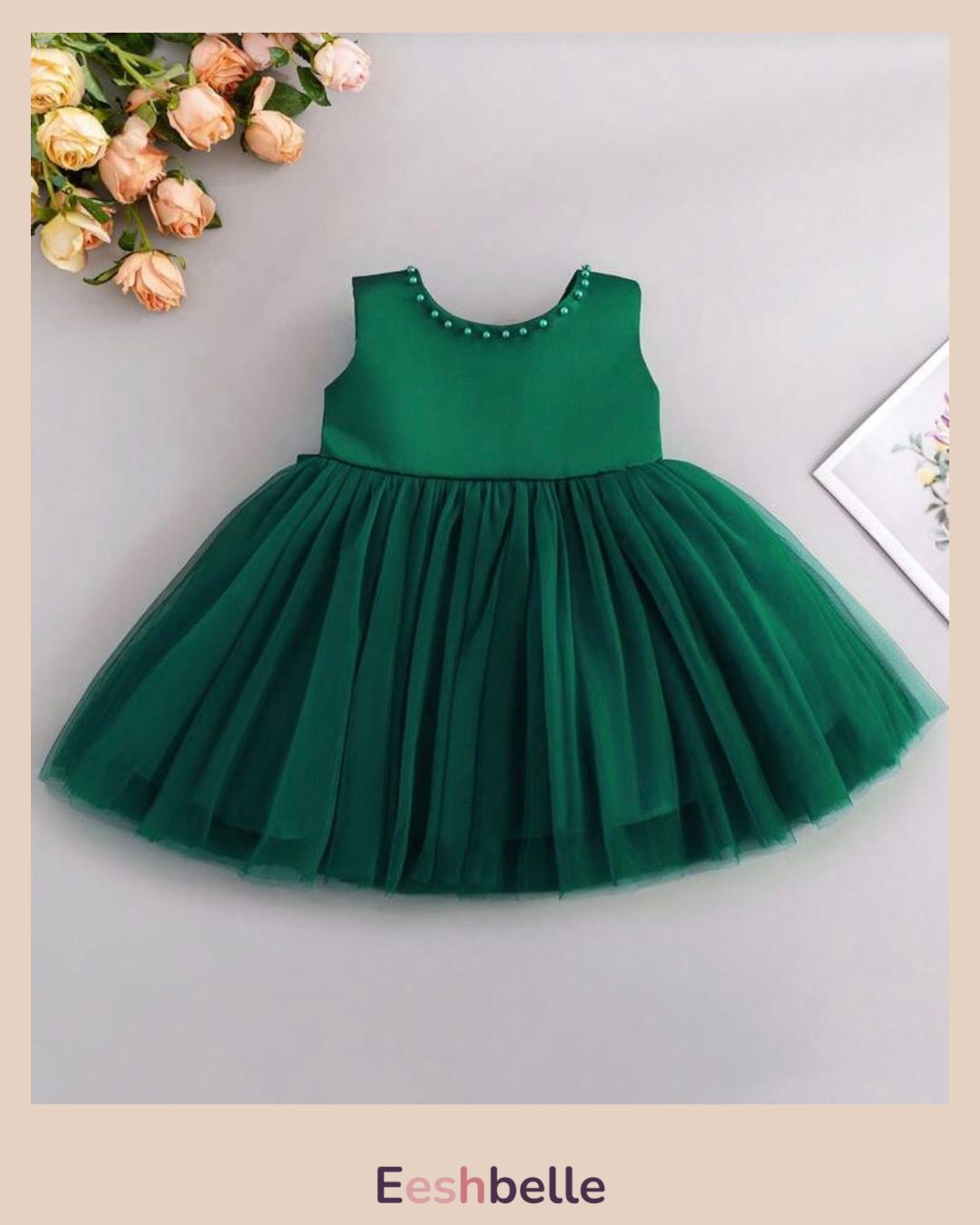 Baby Girls Big Bow Decor Mesh Patchwork Sleeveless Mini Dress