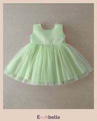 Baby Girls Big Bow Decor Mesh Patchwork Sleeveless Dress (9 Colours)