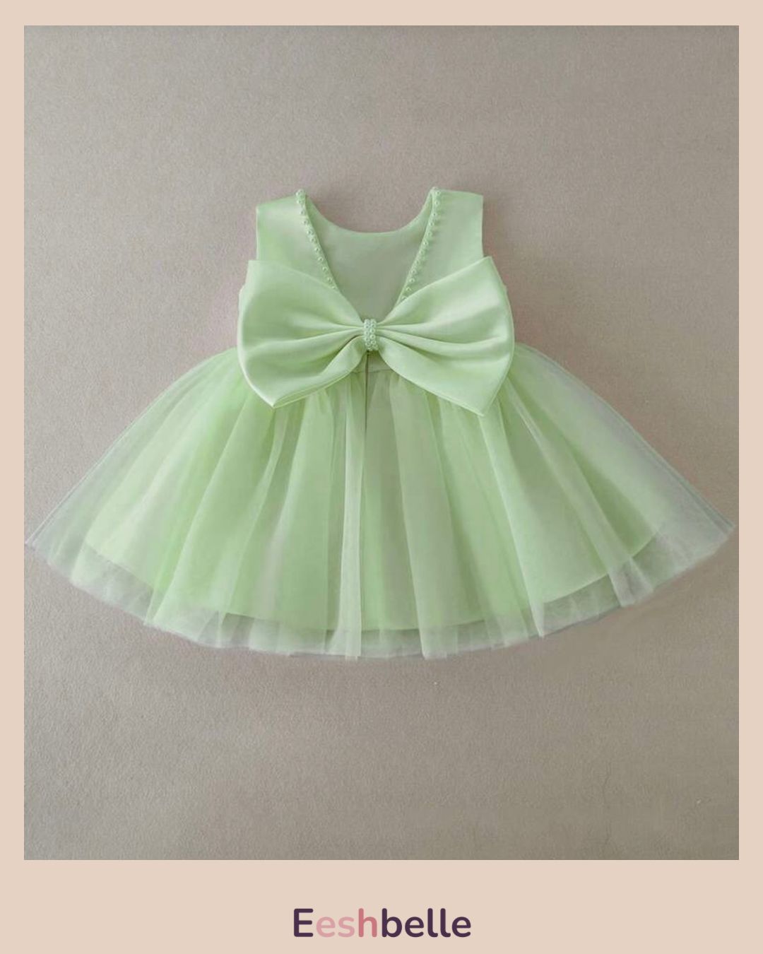 Baby Girls Big Bow Decor Mesh Patchwork Sleeveless Mini Dress
