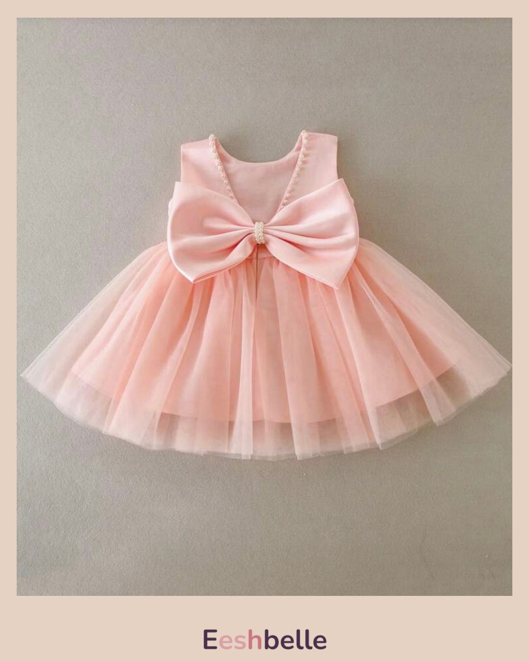 Baby Girls Big Bow Decor Mesh Patchwork Sleeveless Mini Dress