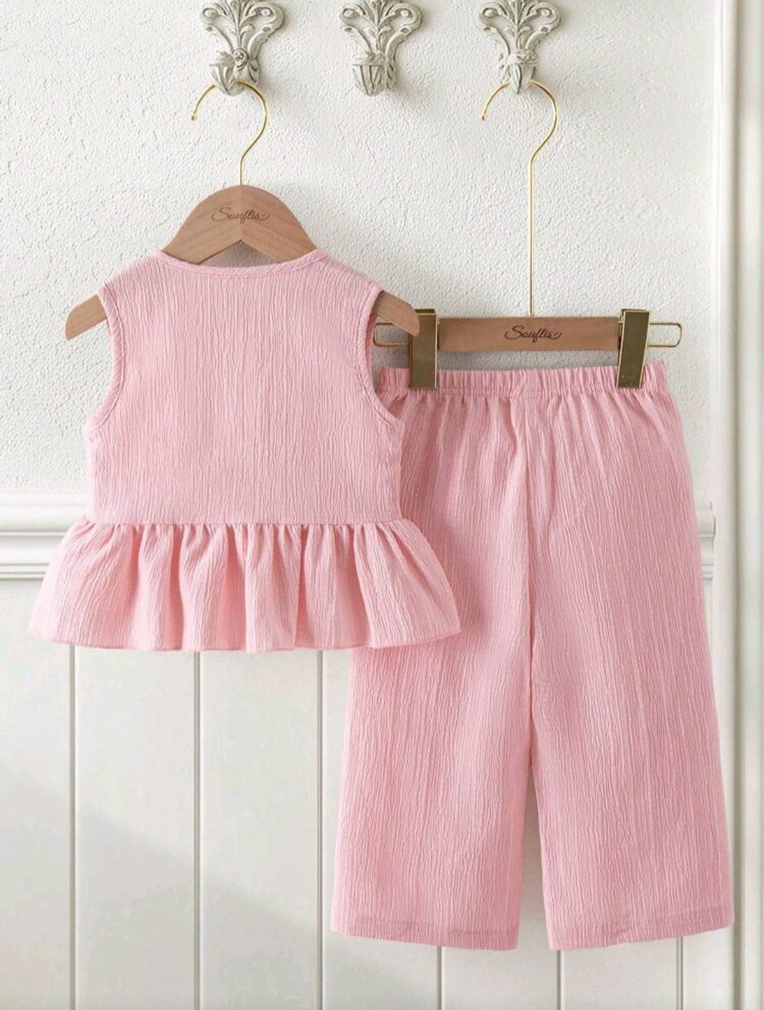 2pcs Baby Girl Striped Sleeveless Top & Wide Leg Pants Spring Summer Co-Ord Set