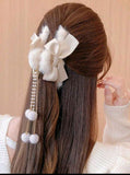 Elegant Tassel Bow Plush Hair Clip
