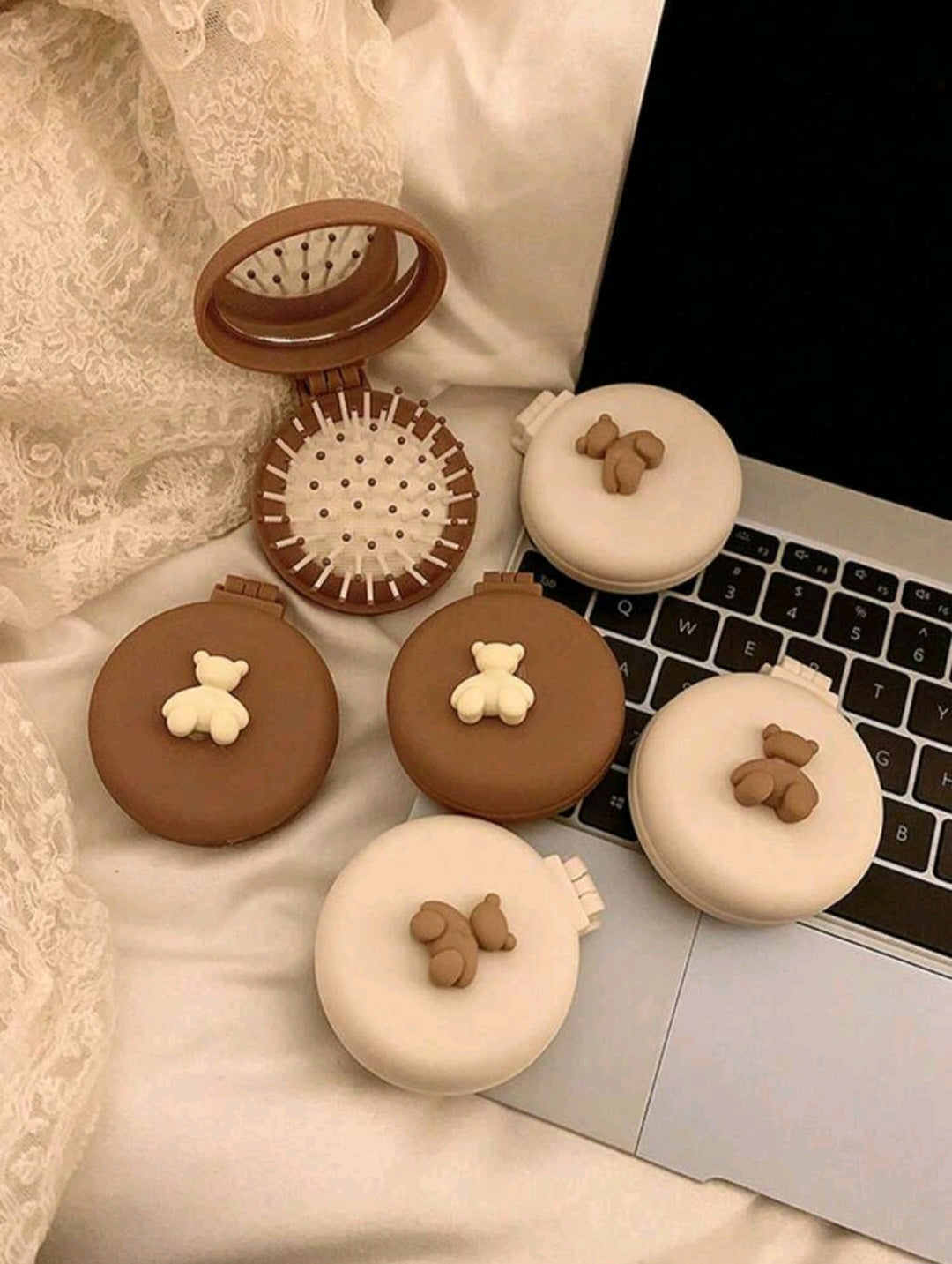 Cute Folding Hair Brush with Mirror