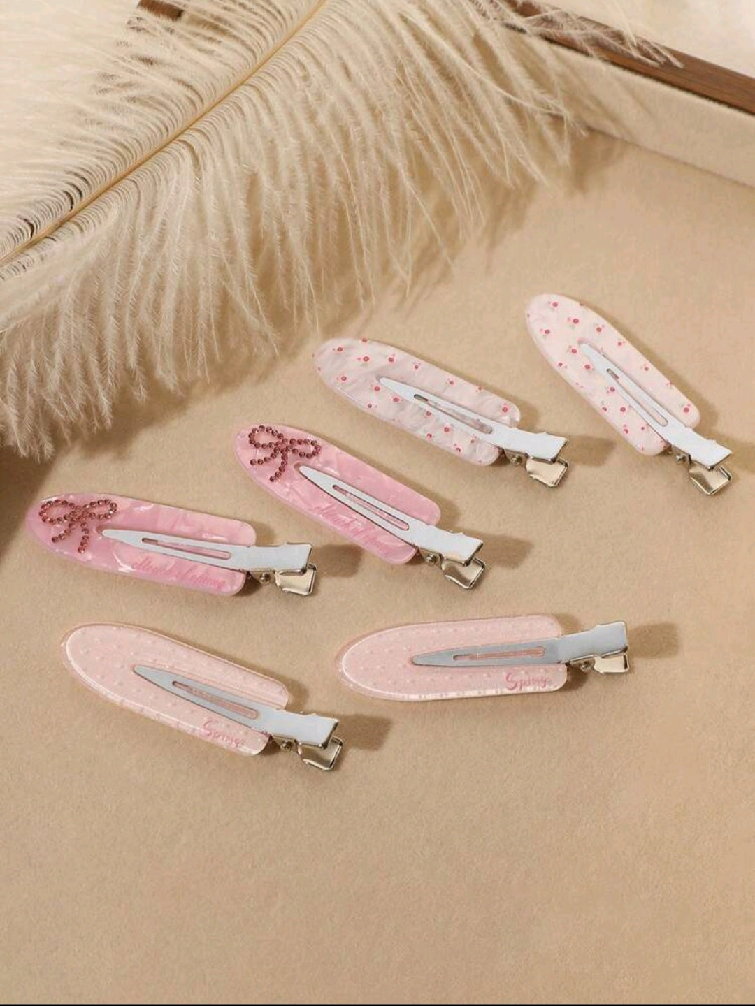 6-Piece Pink Floral Hair Clips
