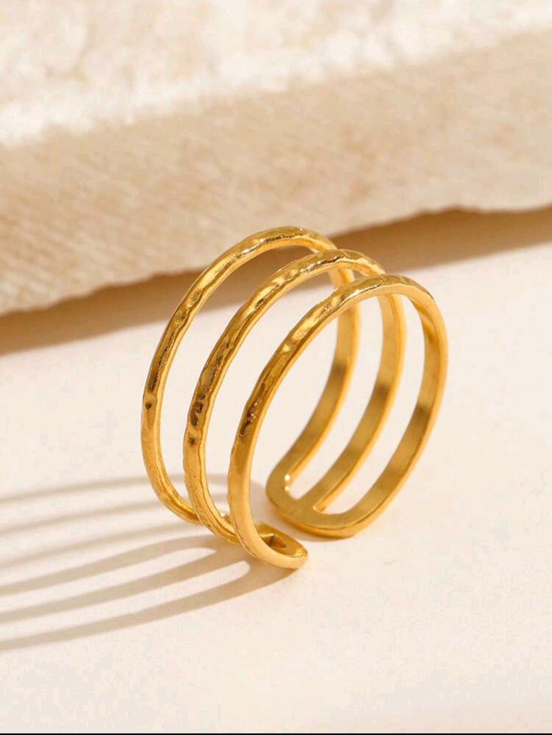 18K Gold Plated Geometric Line Open Ring for Women  Stainless Steel