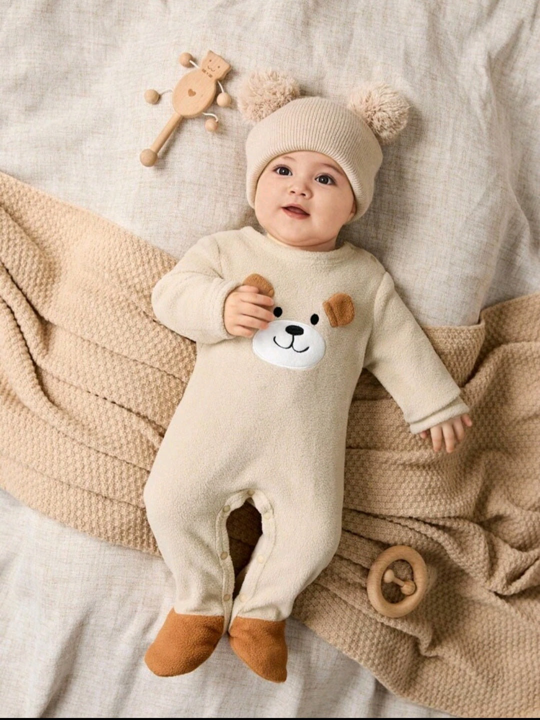 Newborn Unisex Bear Knit Jumpsuit