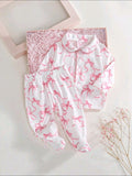 Newborn Bow Print 2-Piece Pajama Set