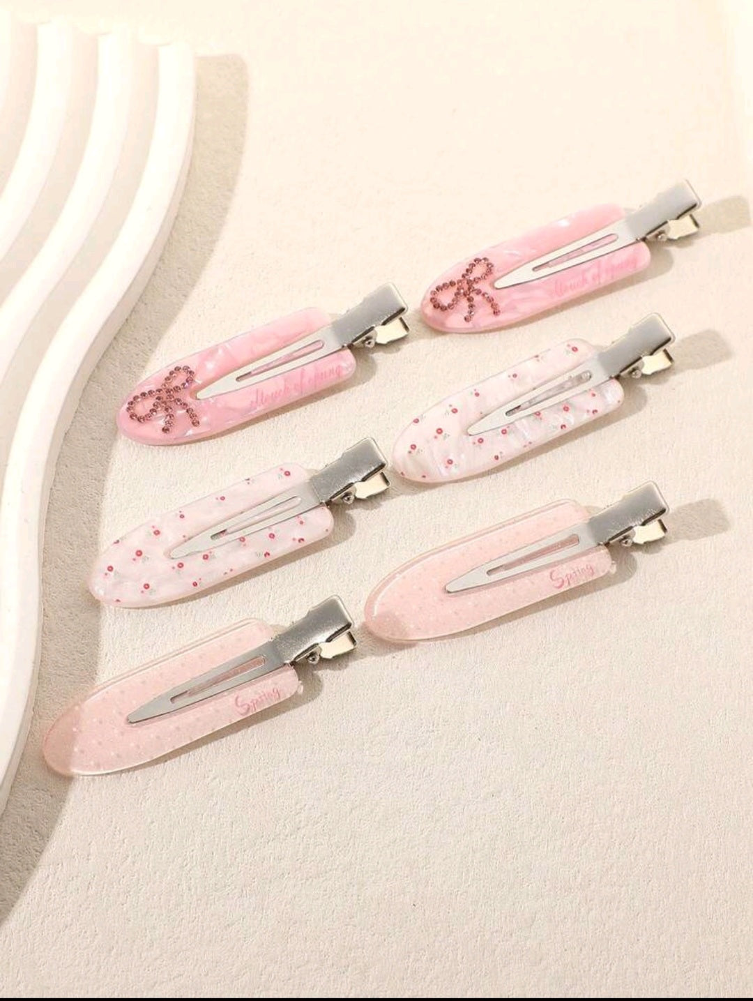 6-Piece Pink Floral Hair Clips