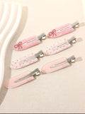 6-Piece Pink Floral Hair Clips