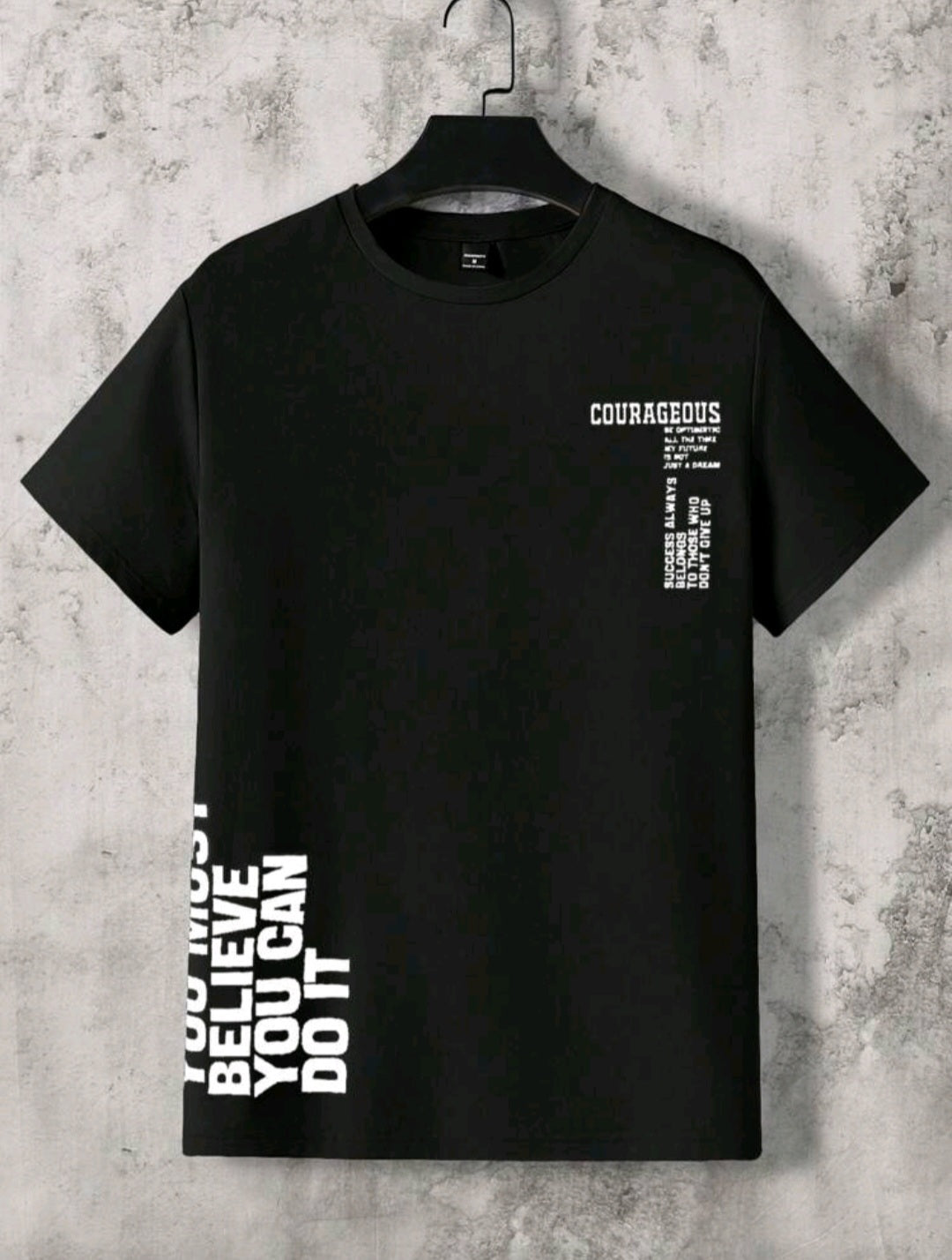 Men Summer Letter Print Round Neck Short Sleeve Casual T-Shirt