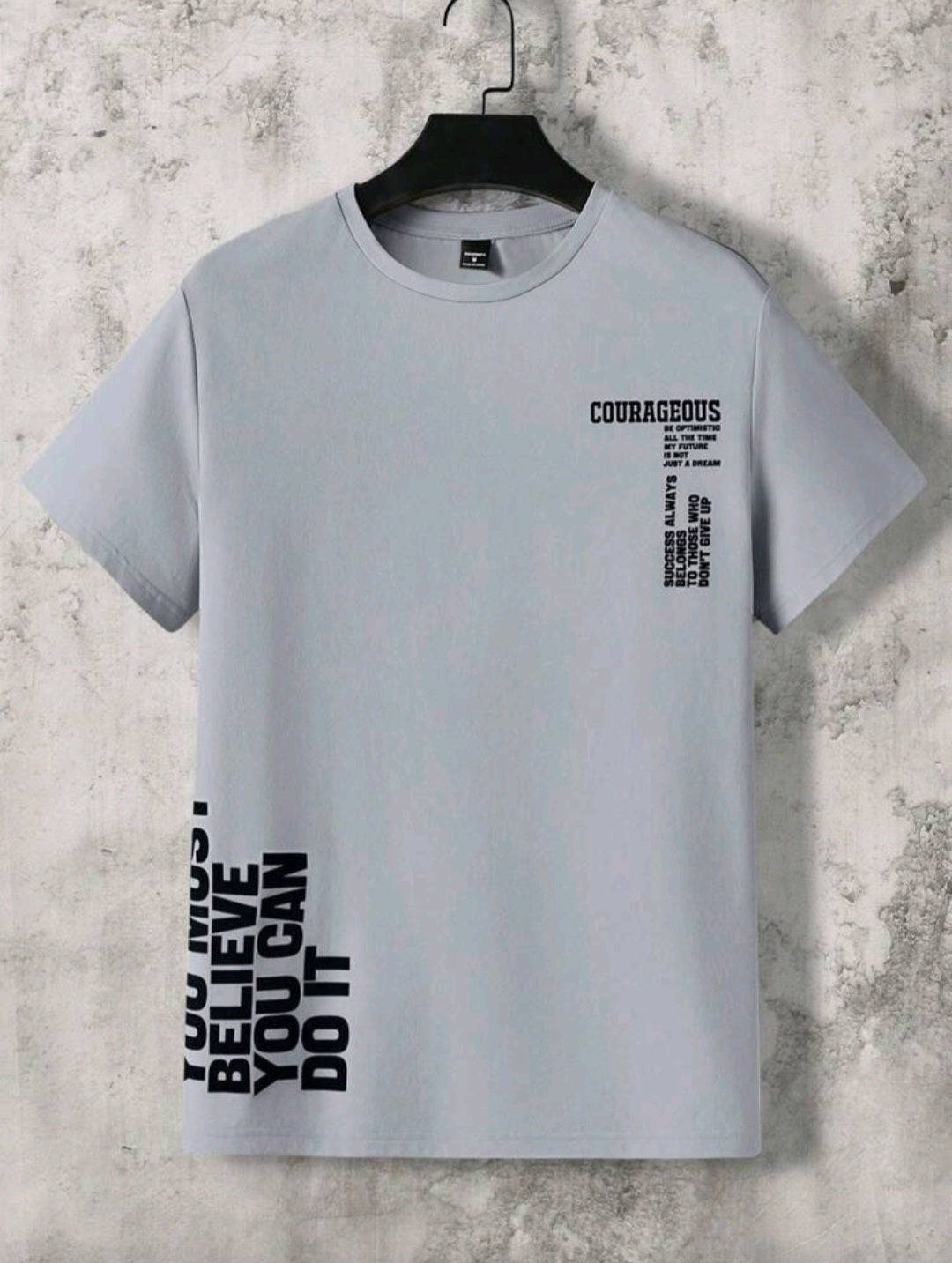 Men Summer Letter Print Round Neck Short Sleeve Casual T-Shirt