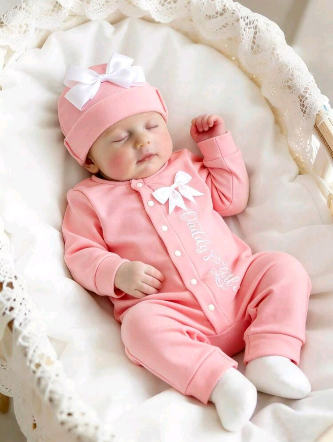 Newborn Baby Girl Bow Romper Set