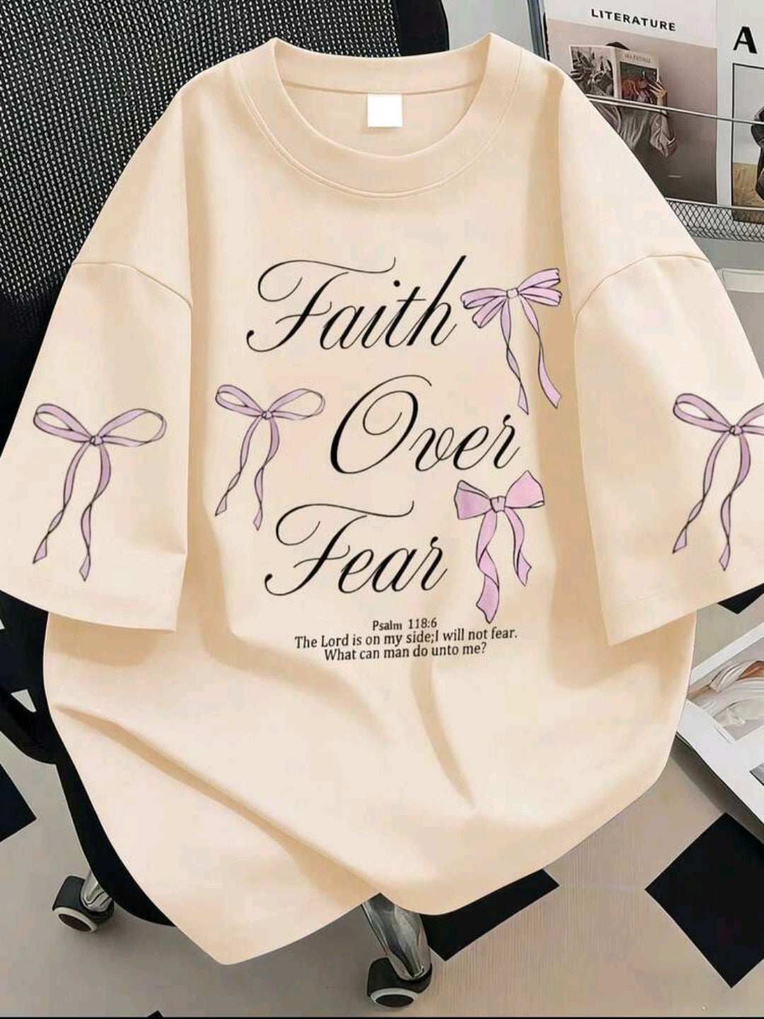 Plus Size Women Pink Bow Casual Short Sleeve T-Shirt