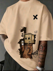 Men’s Casual Cartoon Print Short Sleeve T-Shirt – Summer