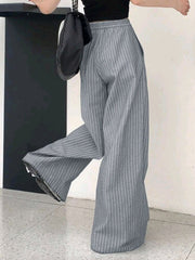 Women Striped Print Casual Straight-Leg Pants