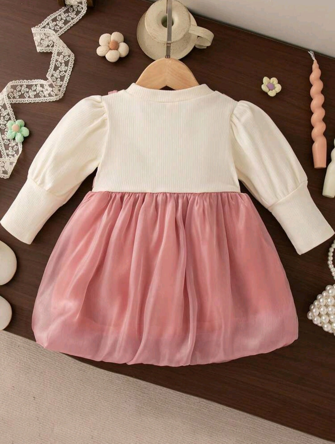Baby Girls Pink Floral Bow Princess Dress