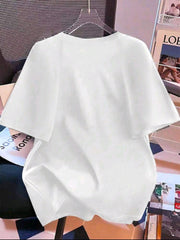 Women White and Black Bowknots Short Sleeve T-Shirt