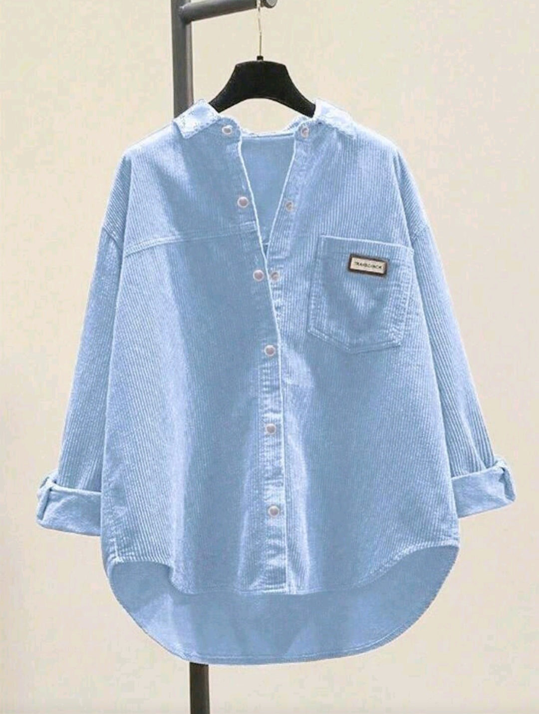 Oversized Shirt Jacket with Pockets – Long Sleeve