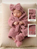 Newborn Baby Girl Pink Bow Pajamas (No Headband and Shoes)