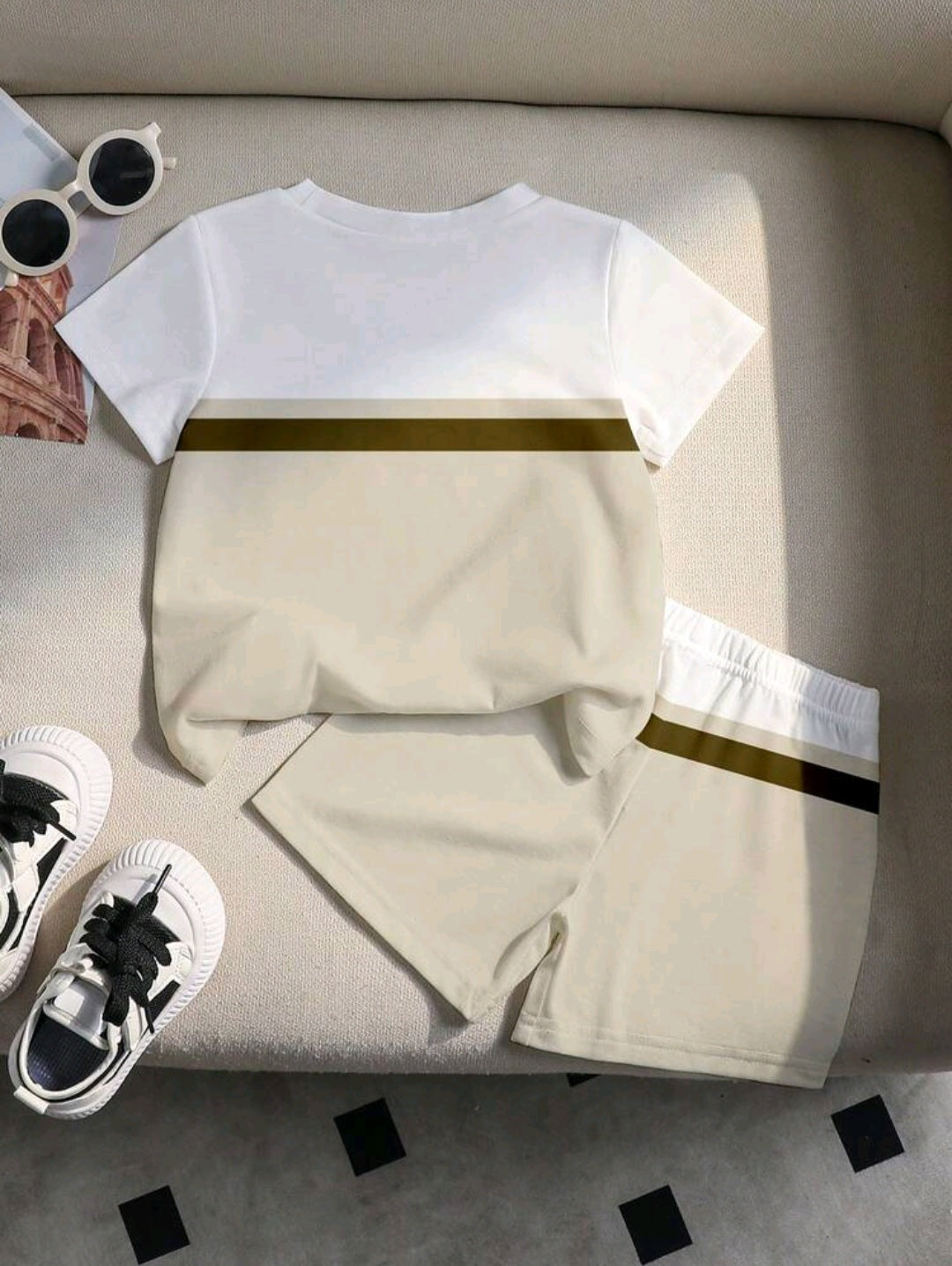Baby Boy Color Block MILANO Print T-Shirt & Shorts 2pcs Set