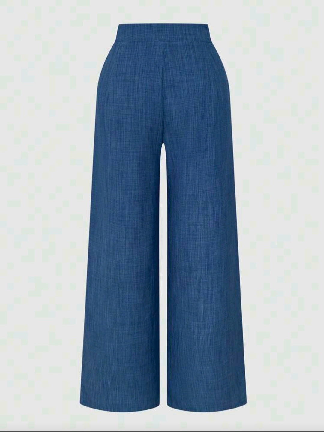Faux Denim Wrap Waist Wide-Leg Pants