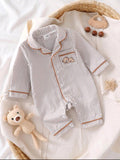 Newborn Baby Boy Bear Striped Jumpsuit