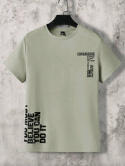 Men Summer Letter Print Round Neck Short Sleeve Casual T-Shirt