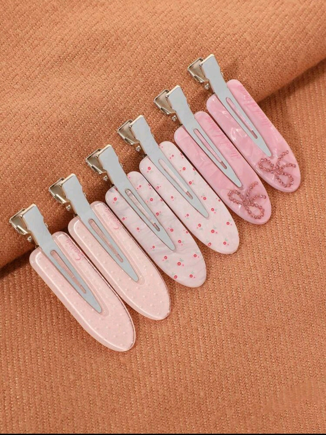 6-Piece Pink Floral Hair Clips