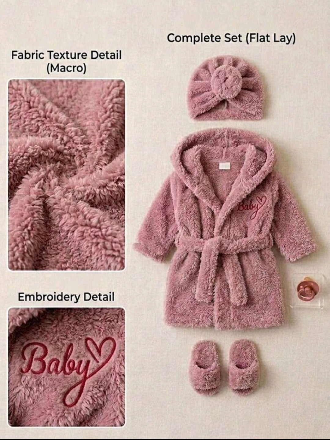 Newborn Baby Girl Pink Bow Pajamas (No Headband and Shoes)