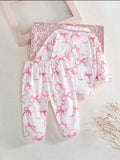 Newborn Bow Print 2-Piece Pajama Set