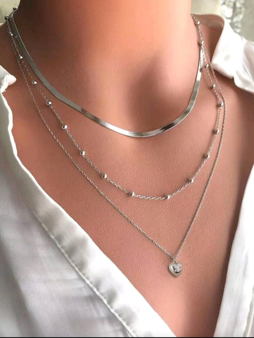 3pcs Layered Heart High Quality Necklace Set for Women