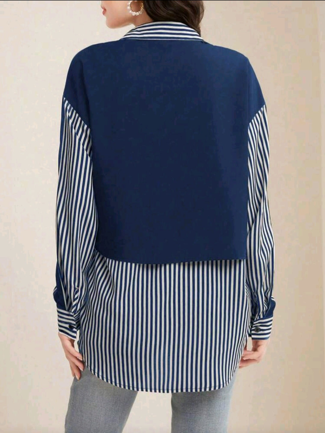 Women Vertical Stripes Color Block Casual Shirt