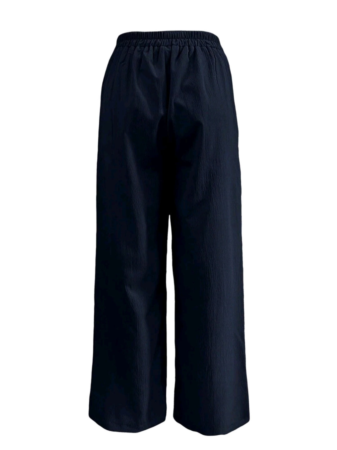 Women Dark Blue Pleated Wide-Leg Pants
