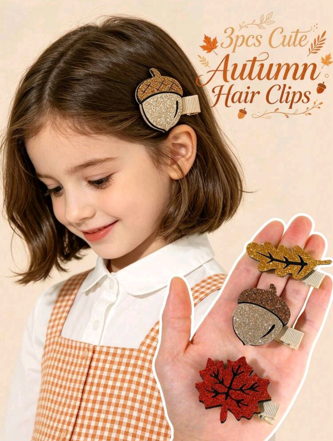 3-Piece Cute Autumn Hair Clip Set