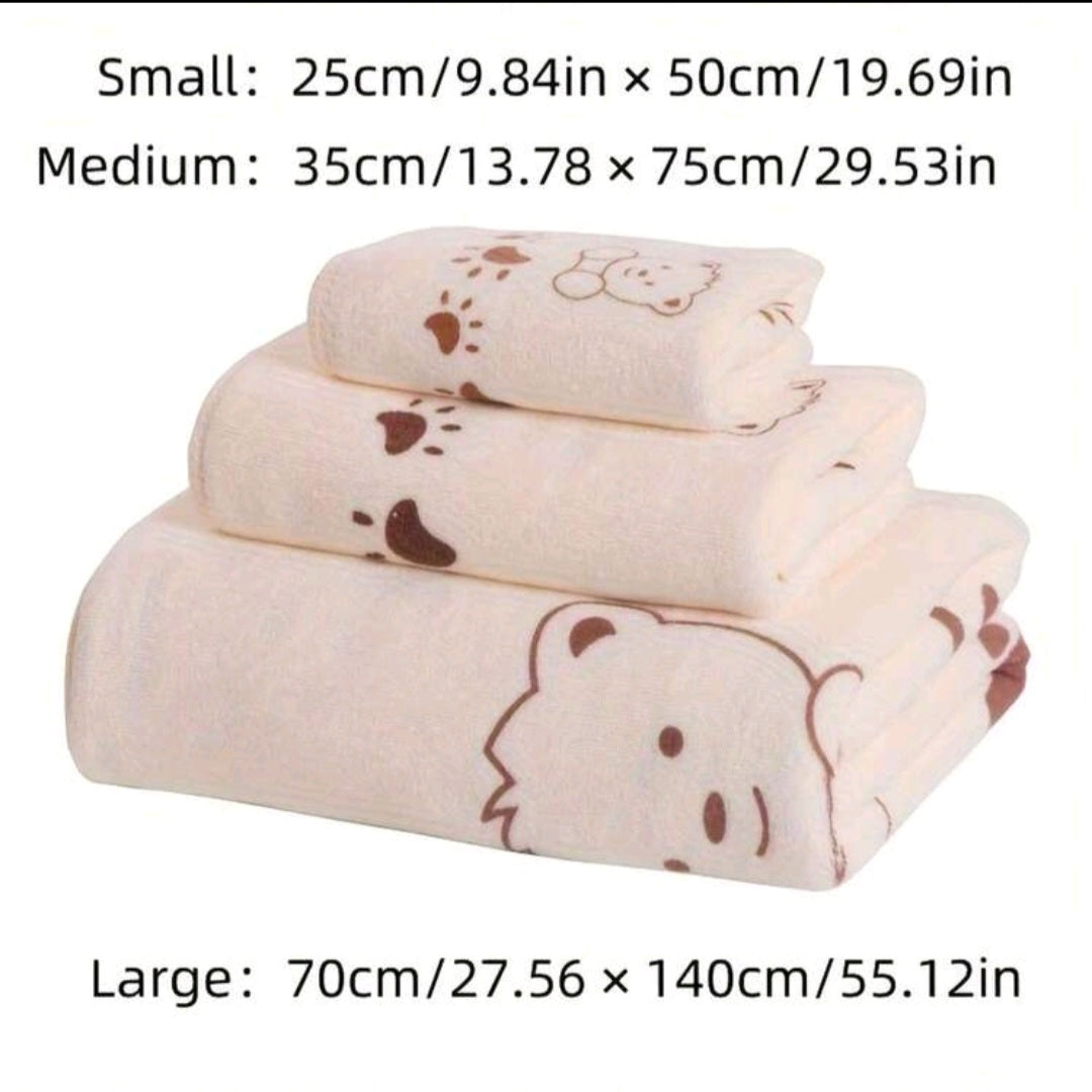 3-Piece Cartoon Bath Towel Set