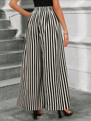 Women Contrast Stripe Wide Leg Casual Commuting Pants